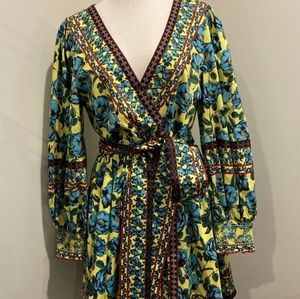 Alice & Olivia Beach Bliss Sunflower Multi Print Mini Dress Size 8 NWT